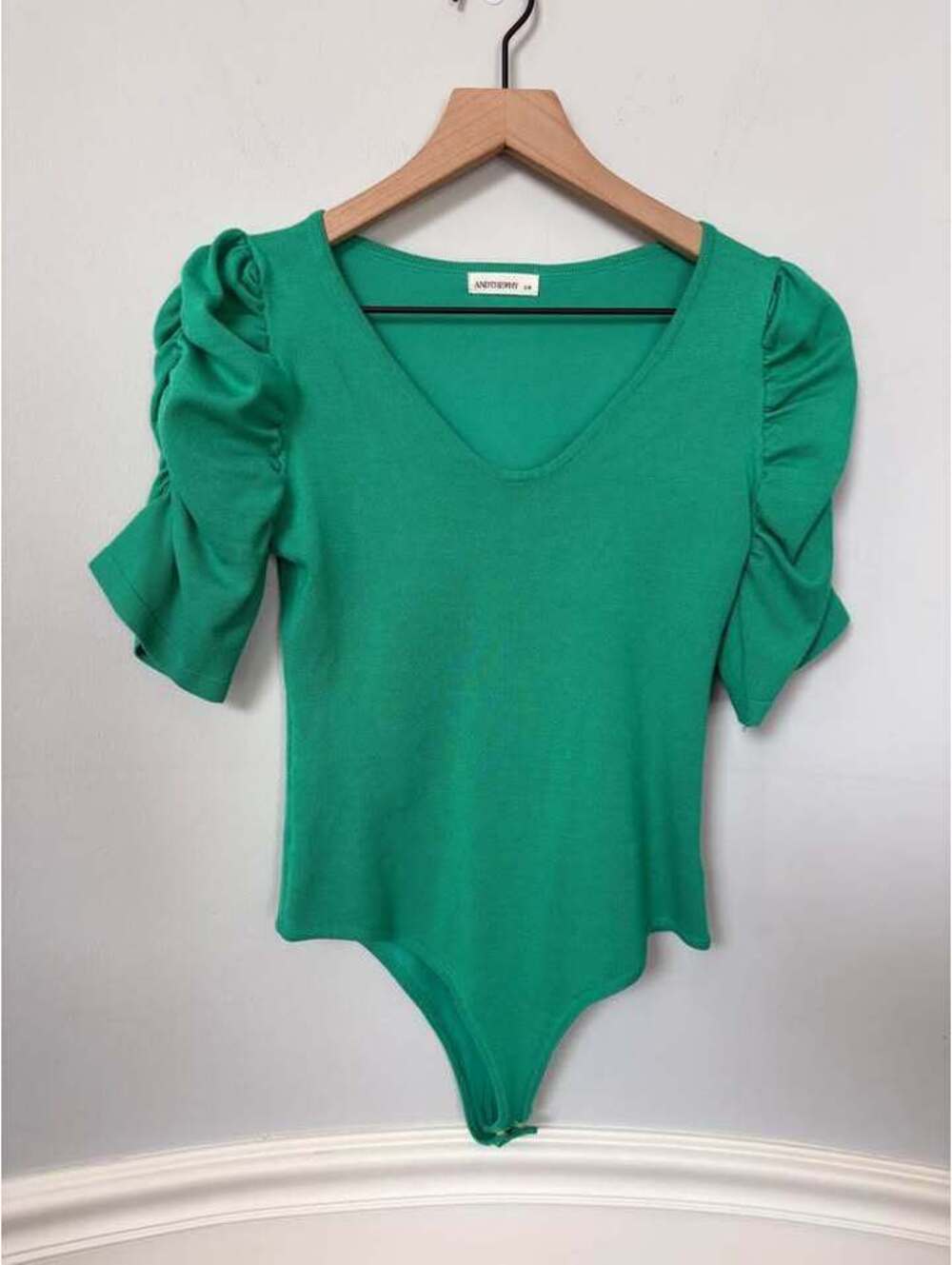 ANDTHEWHY Green Puff Sleeve Bodysuit